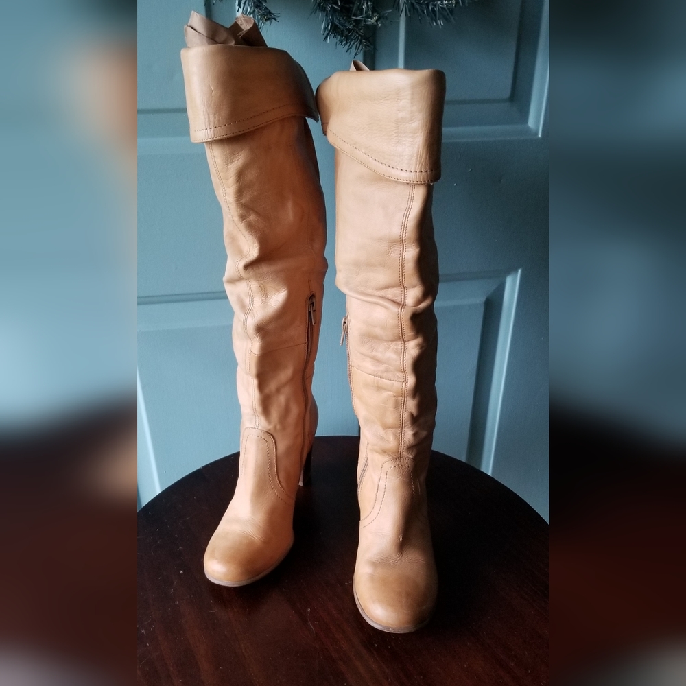 BRONX Buff Leather Knee High Boots w/Foldover Cuff Victoria's Secret Catalog